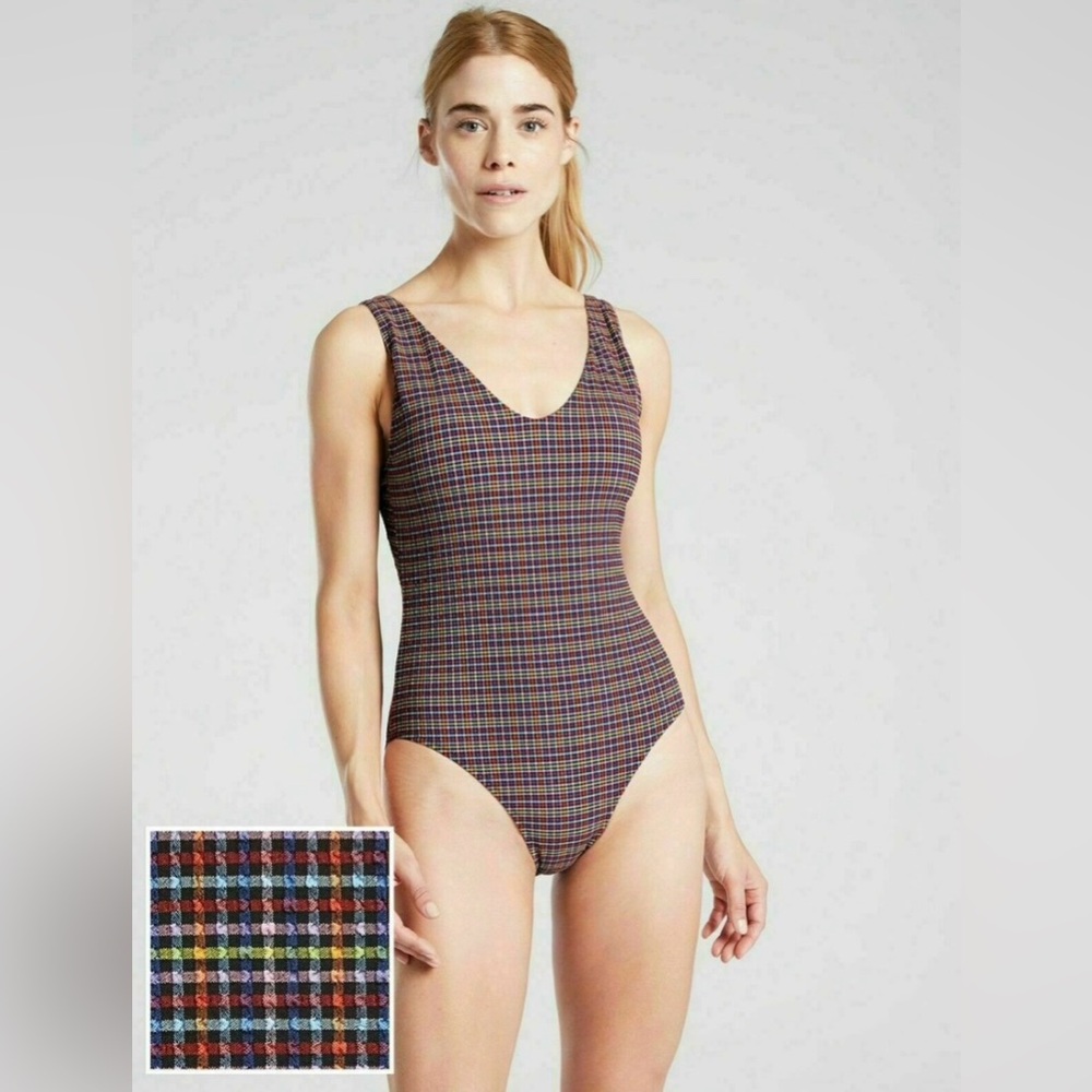 Athleta Multicolor Plaid One Piece Swimsuit